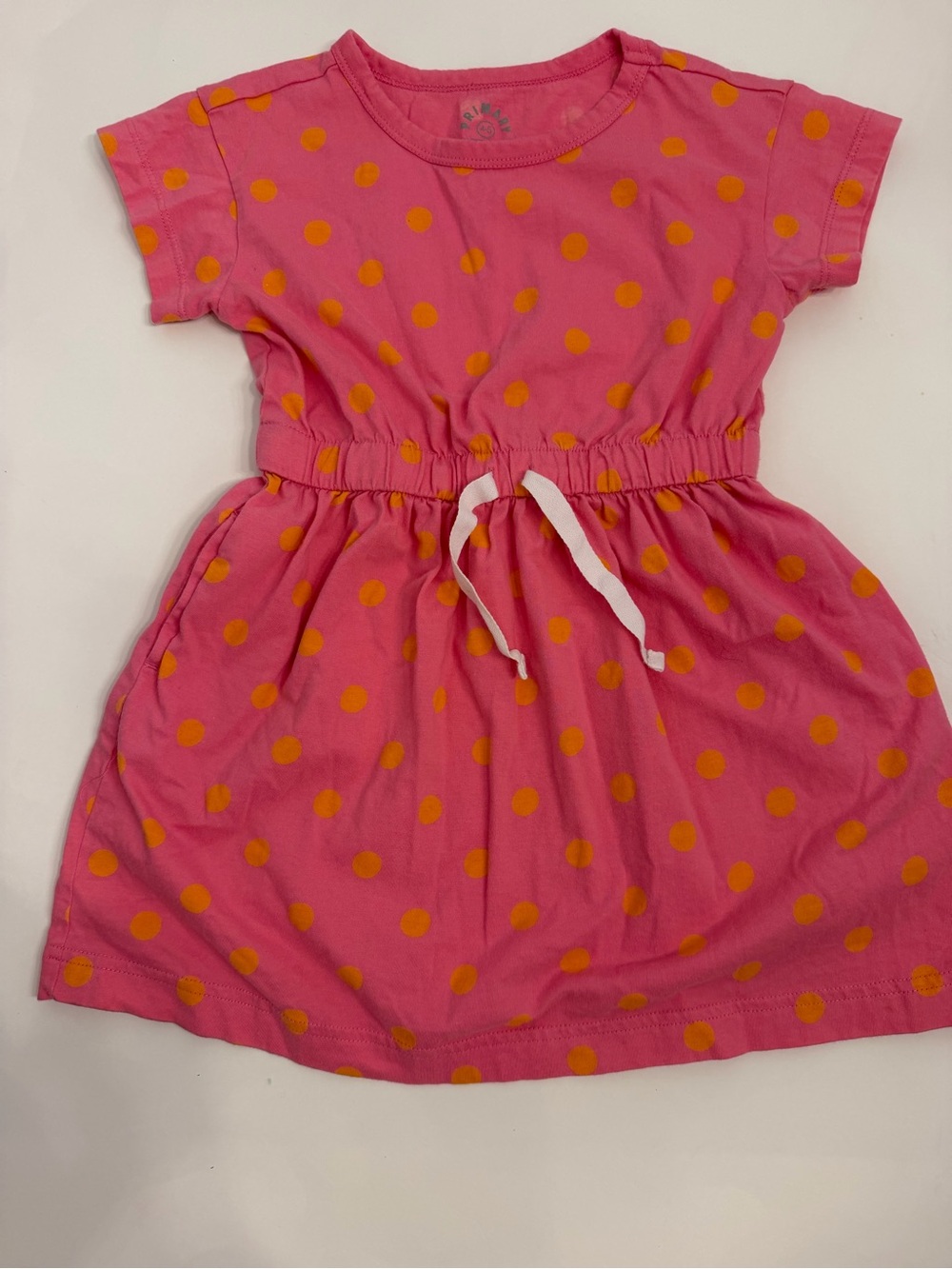Primary Girls' Pink Polka Dot Drawstring Waist Dress size 4/5